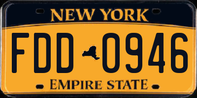 NY license plate FDD0946