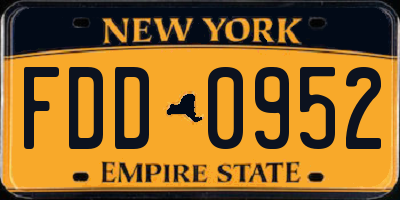NY license plate FDD0952