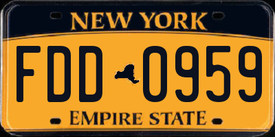 NY license plate FDD0959