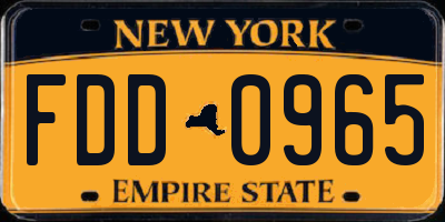 NY license plate FDD0965