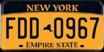 NY license plate FDD0967