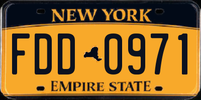NY license plate FDD0971