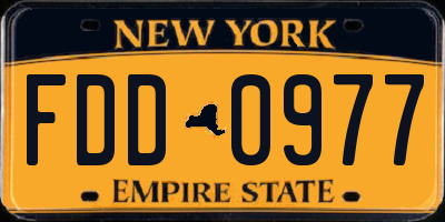 NY license plate FDD0977