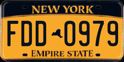 NY license plate FDD0979