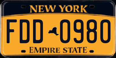 NY license plate FDD0980