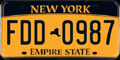 NY license plate FDD0987