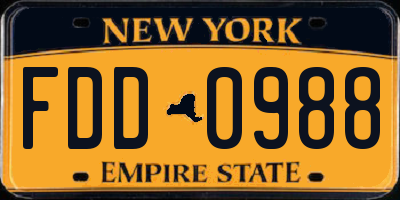 NY license plate FDD0988