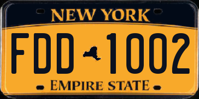 NY license plate FDD1002