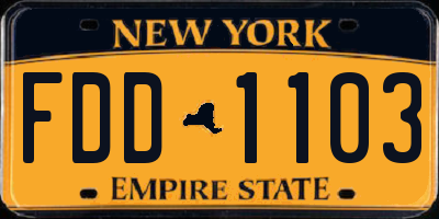NY license plate FDD1103