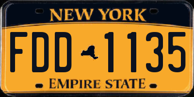 NY license plate FDD1135