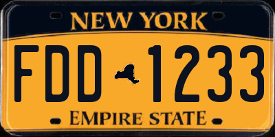 NY license plate FDD1233