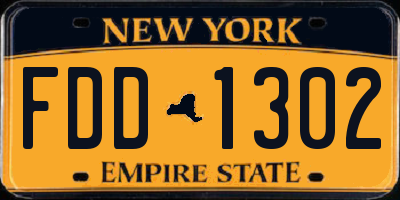 NY license plate FDD1302