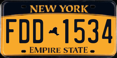 NY license plate FDD1534