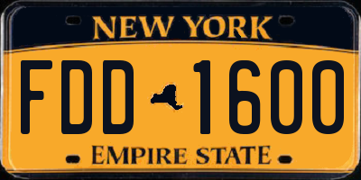 NY license plate FDD1600