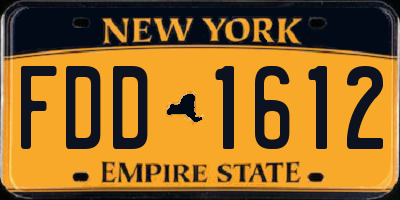NY license plate FDD1612