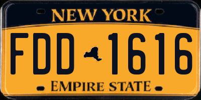 NY license plate FDD1616
