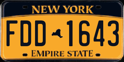 NY license plate FDD1643