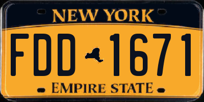 NY license plate FDD1671