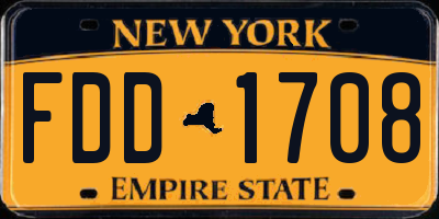 NY license plate FDD1708
