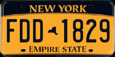 NY license plate FDD1829