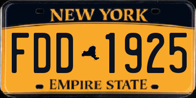 NY license plate FDD1925