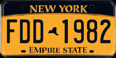 NY license plate FDD1982