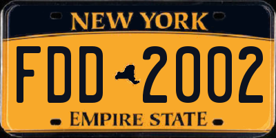 NY license plate FDD2002