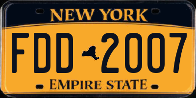NY license plate FDD2007