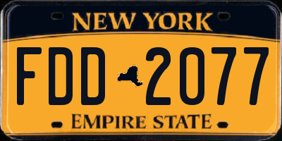 NY license plate FDD2077