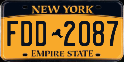 NY license plate FDD2087