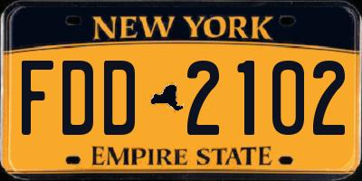 NY license plate FDD2102