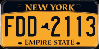 NY license plate FDD2113