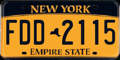 NY license plate FDD2115