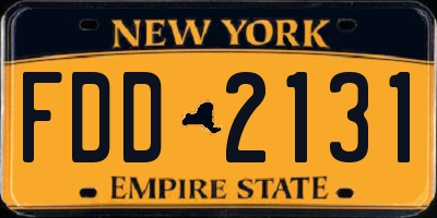 NY license plate FDD2131
