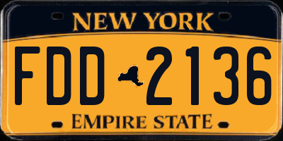 NY license plate FDD2136