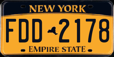NY license plate FDD2178