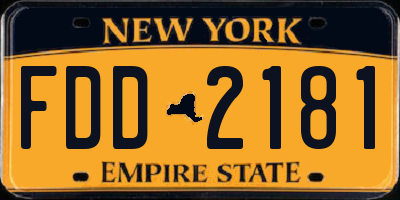 NY license plate FDD2181