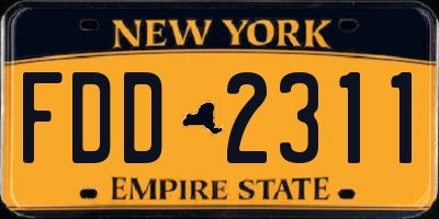 NY license plate FDD2311
