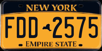 NY license plate FDD2575
