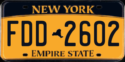 NY license plate FDD2602