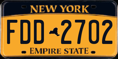 NY license plate FDD2702