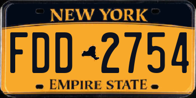 NY license plate FDD2754