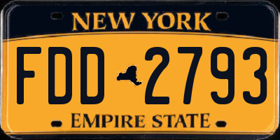 NY license plate FDD2793