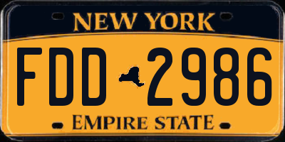 NY license plate FDD2986