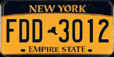 NY license plate FDD3012