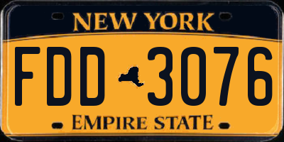 NY license plate FDD3076