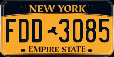 NY license plate FDD3085