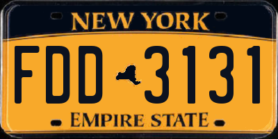 NY license plate FDD3131