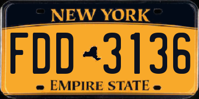 NY license plate FDD3136