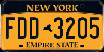NY license plate FDD3205